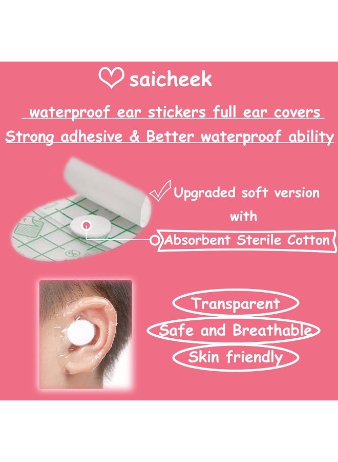 saicheek 60-Pack Baby Shower Ear Covers Baby Waterproof Ear Tapes Bath Protection Ear Covers for Kids Shower Swimming Use, Transparent Adhesive Ear Covers - Image 5